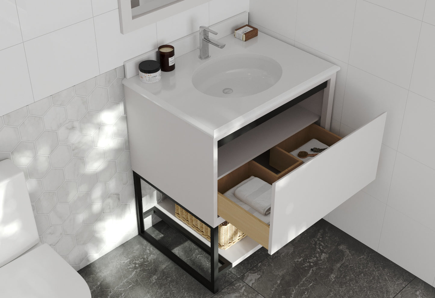 Laviva - Alto 30" White Bathroom Vanity with Pure White Phoenix Stone Countertop