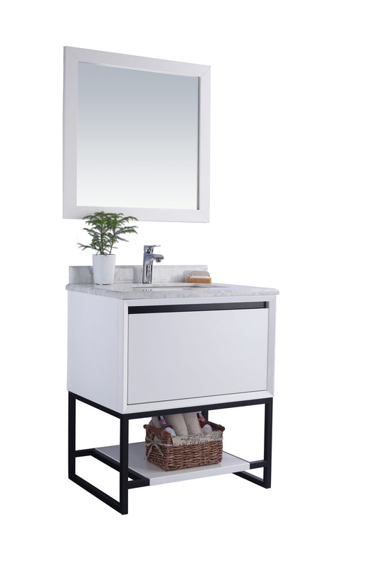 Laviva - Alto 30" White Bathroom Vanity with White Carrara Marble Countertop