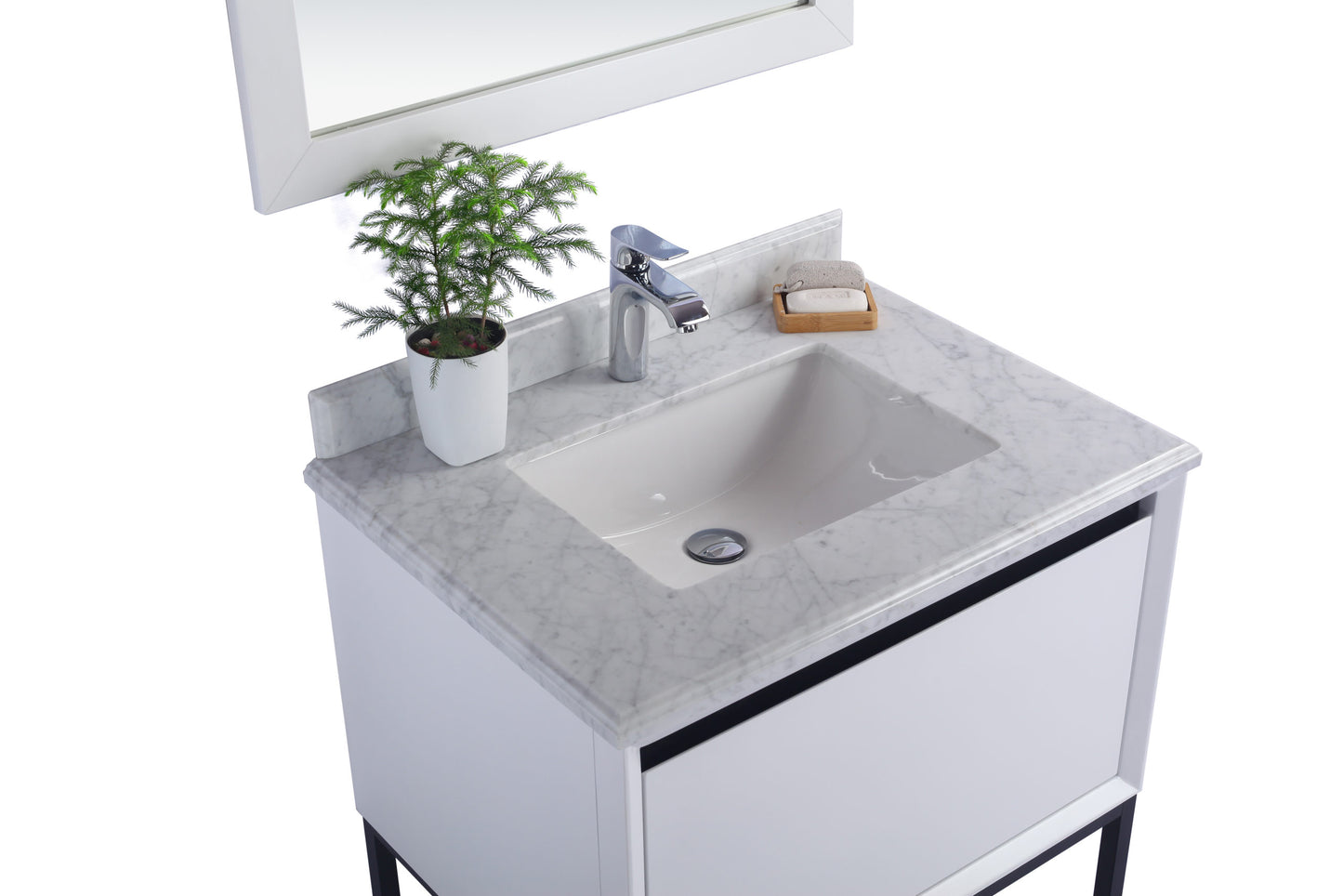 Laviva - Alto 30" White Bathroom Vanity with White Carrara Marble Countertop