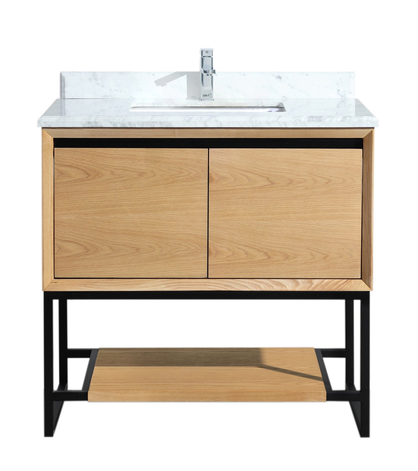 Laviva - Alto 36" California White Oak Bathroom Vanity with White Carrara Marble Countertop