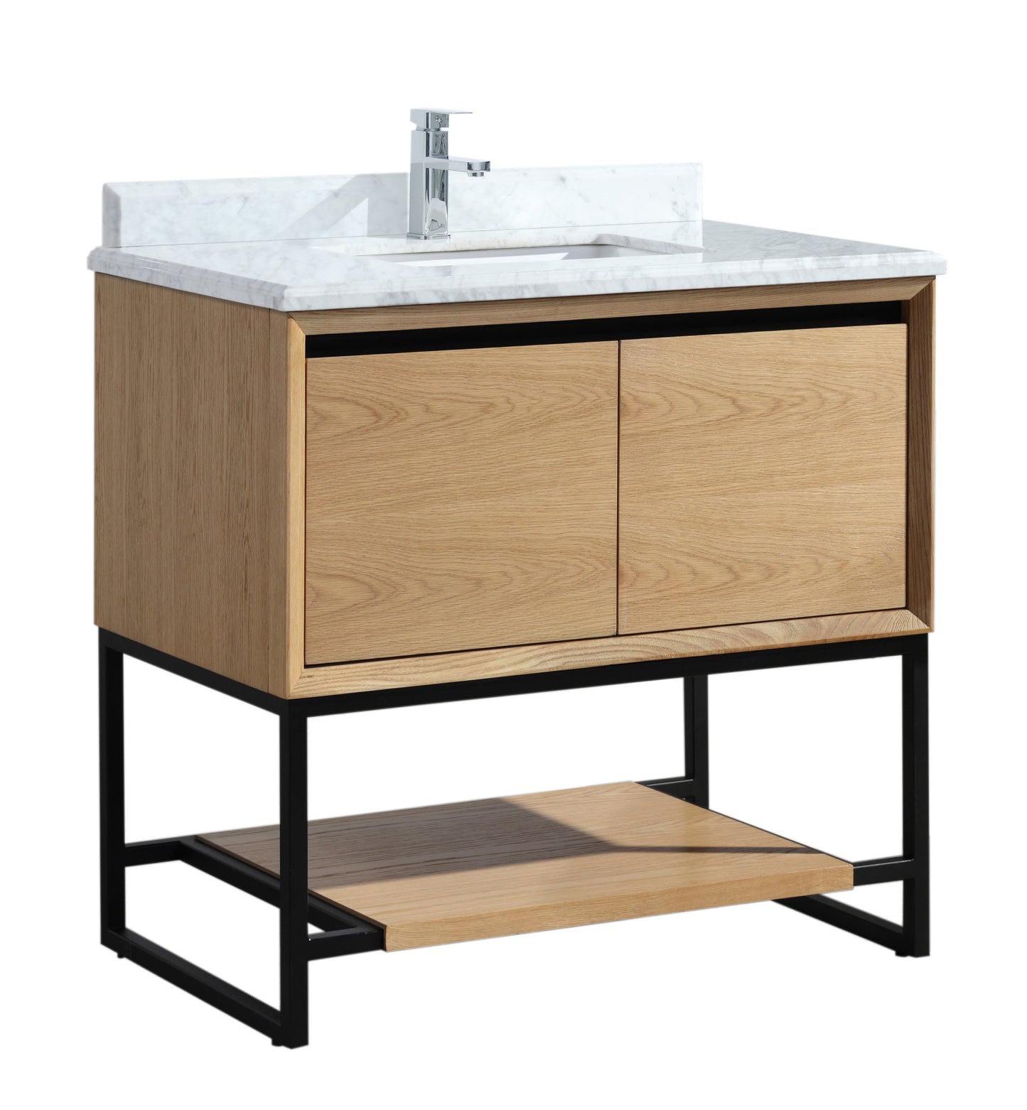 Laviva - Alto 36" California White Oak Bathroom Vanity with White Carrara Marble Countertop