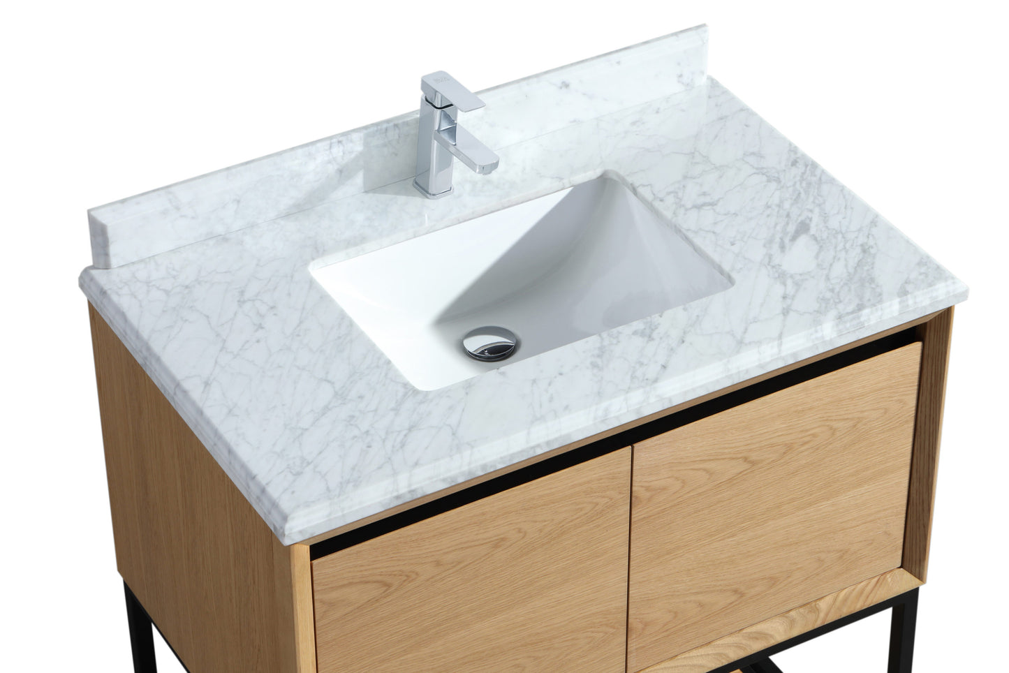 Laviva - Alto 36" California White Oak Bathroom Vanity with White Carrara Marble Countertop