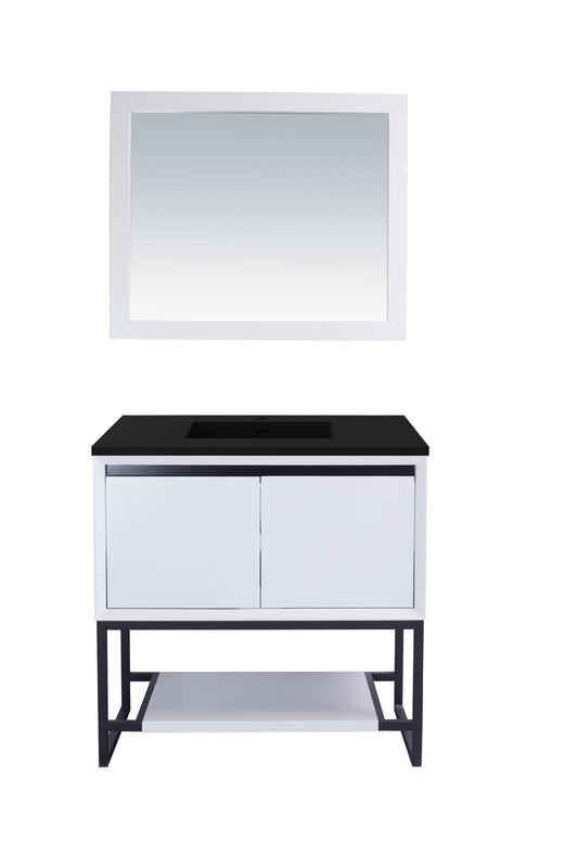 Laviva - Alto 36" White Bathroom Vanity with Matte Black VIVA Stone Solid Surface Countertop