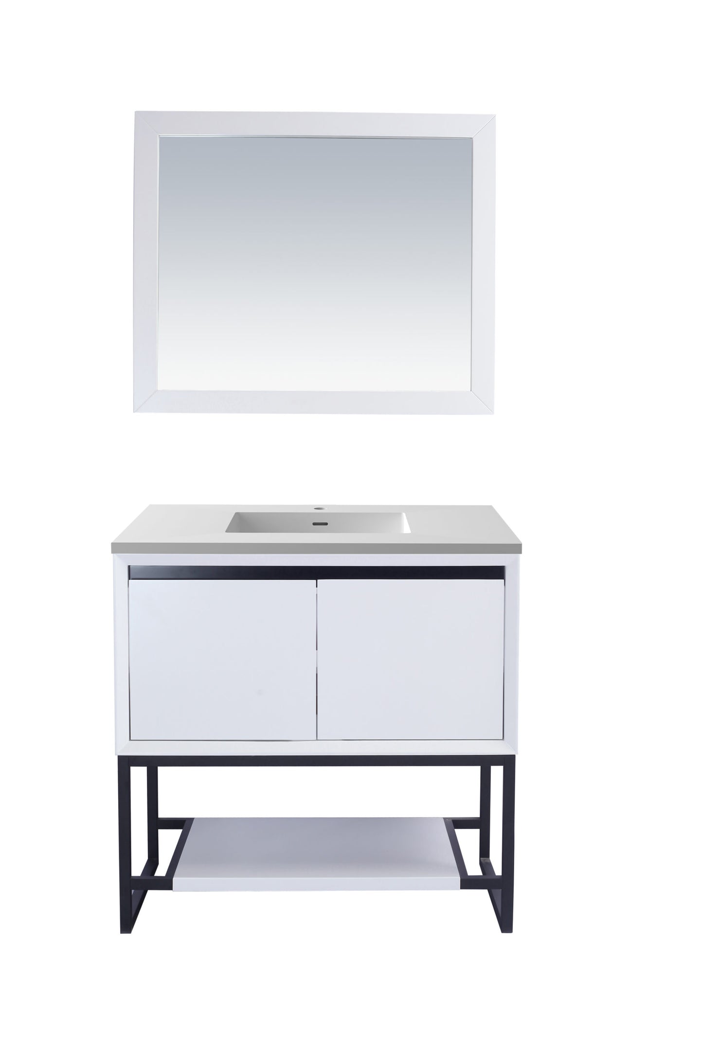 Laviva - Alto 36" White Bathroom Vanity with Matte White VIVA Stone Solid Surface Countertop