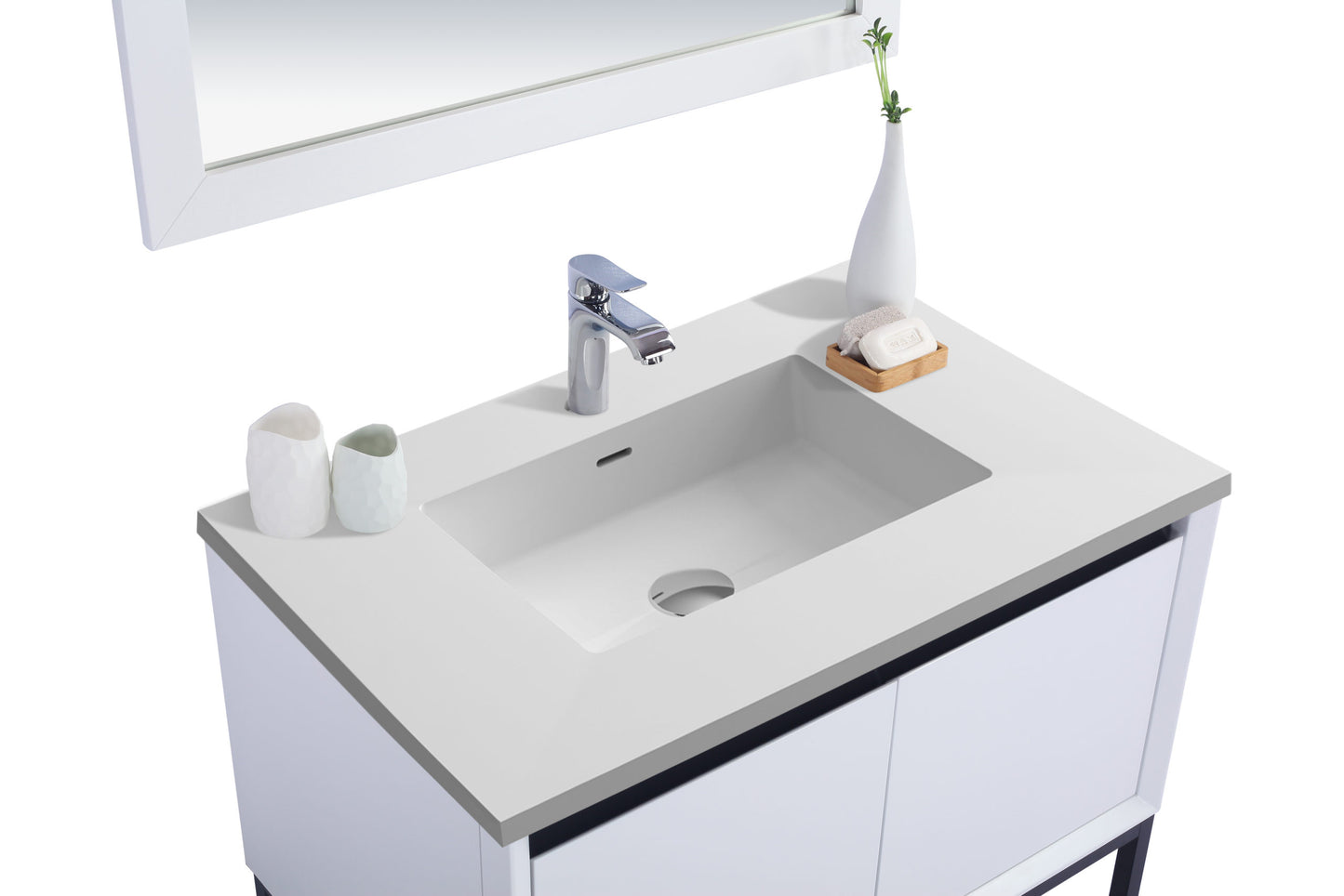 Laviva - Alto 36" White Bathroom Vanity with Matte White VIVA Stone Solid Surface Countertop