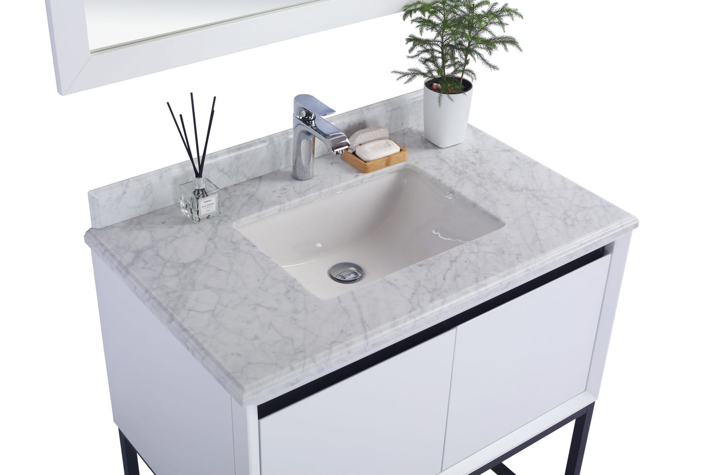 Laviva - Alto 36" White Bathroom Vanity with White Carrara Marble Countertop