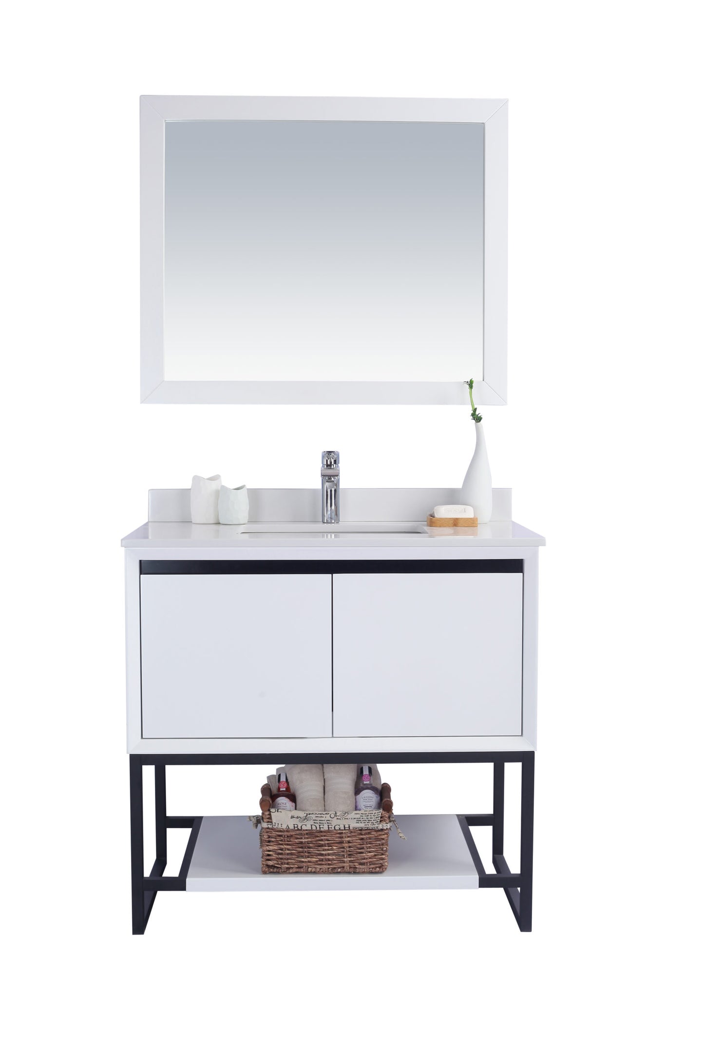 Laviva - Alto 36" White Bathroom Vanity with White Quartz Countertop