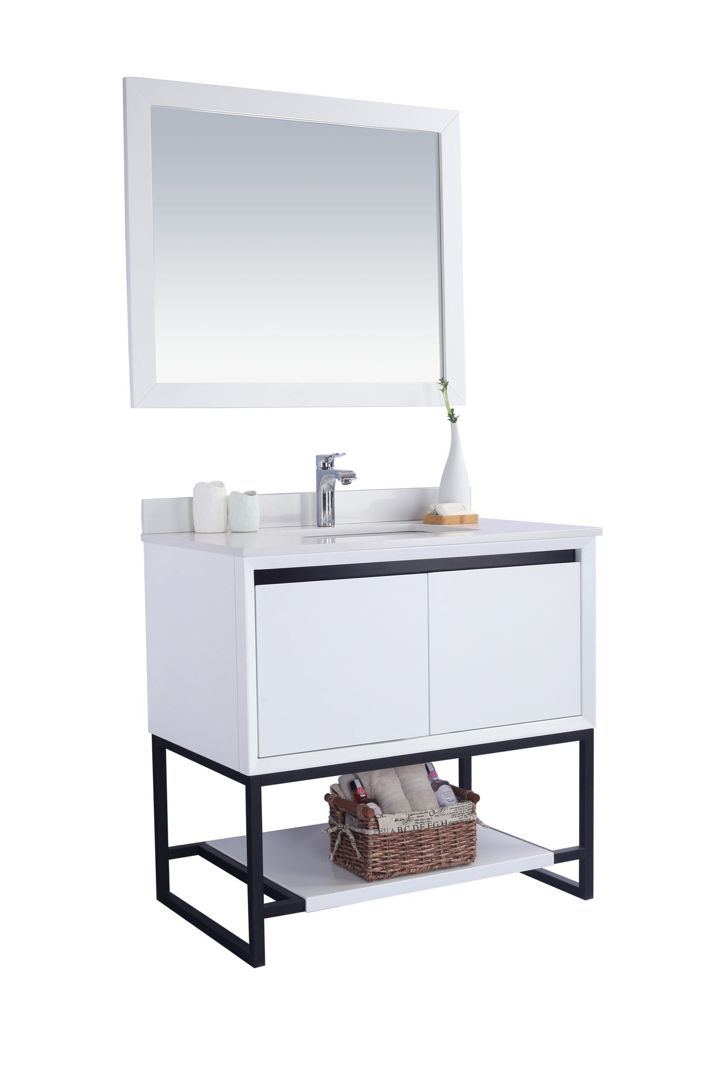 Laviva - Alto 36" White Bathroom Vanity with White Quartz Countertop