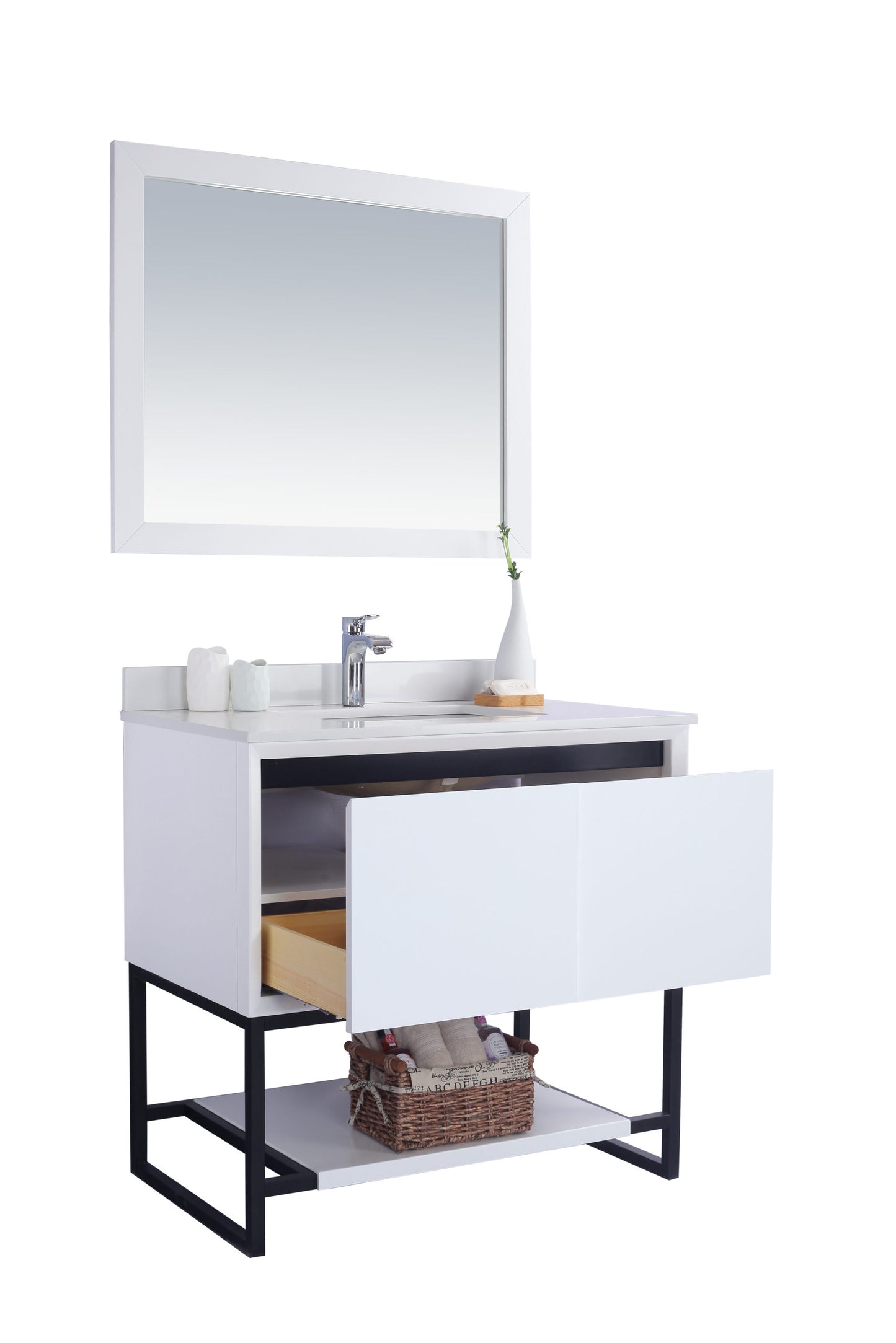 Laviva - Alto 36" White Bathroom Vanity with White Quartz Countertop