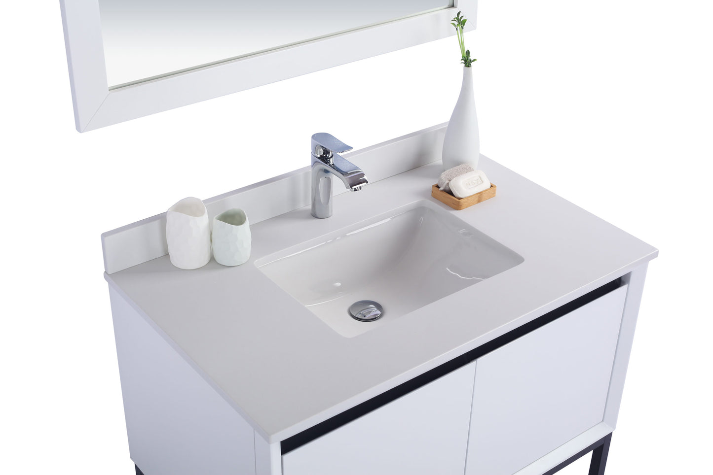 Laviva - Alto 36" White Bathroom Vanity with White Quartz Countertop