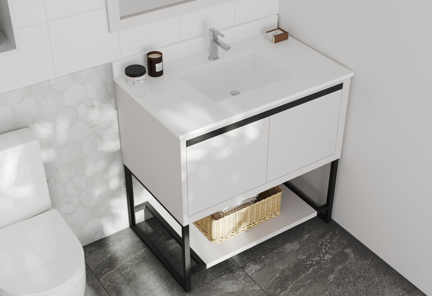 Laviva - Alto 36" White Bathroom Vanity with White Quartz Countertop