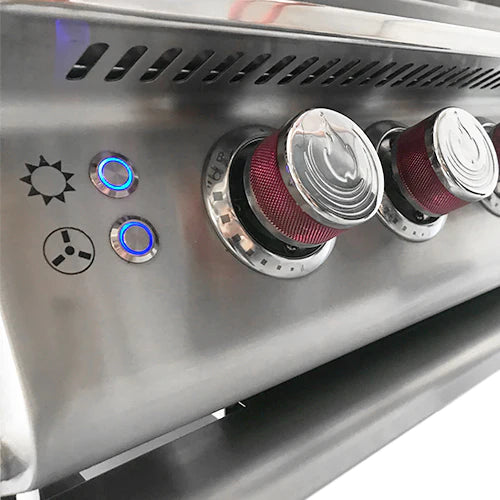 Cal Flame - BUILT IN GRILL 4 CONVECTION LP W/ NG CONVERSION KIT, MIRROR FINISHED FRONT PANEL