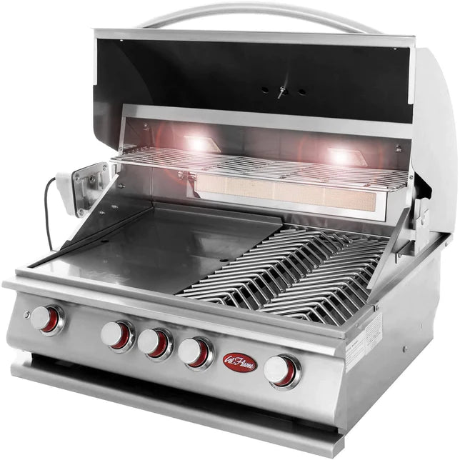 Cal Flame - BBQ Built In Grills P 4 BURNER with Lights, Rotisserie & Back Burner