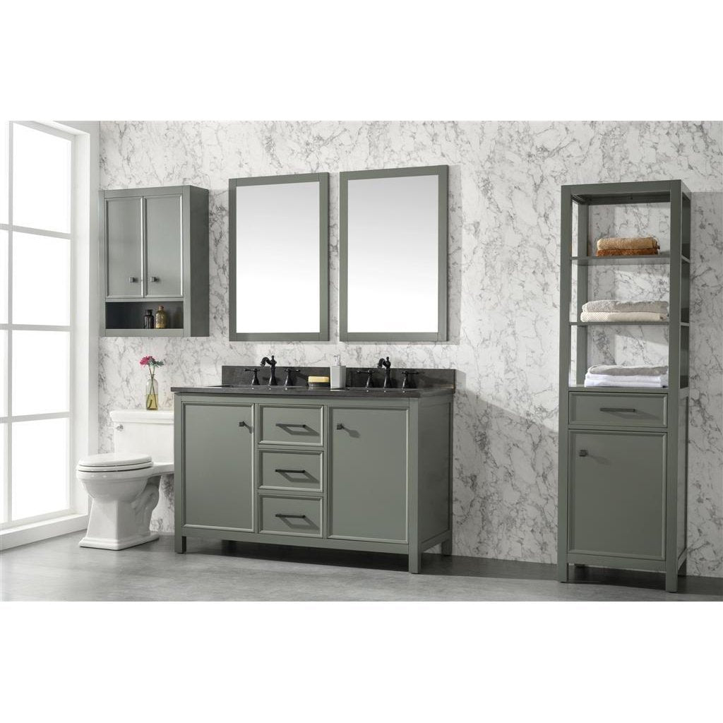 54" Pewter Green Finish Double Vanity Cabinet with Blue Lime Stone Top | Legion Furniture | WLF2154-PG