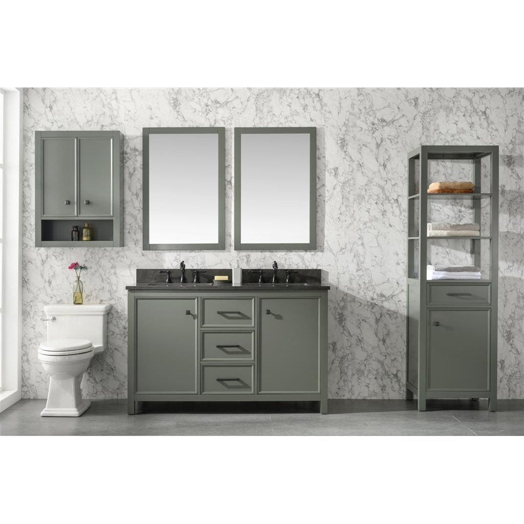 54" Pewter Green Finish Double Vanity Cabinet with Blue Lime Stone Top | Legion Furniture | WLF2154-PG