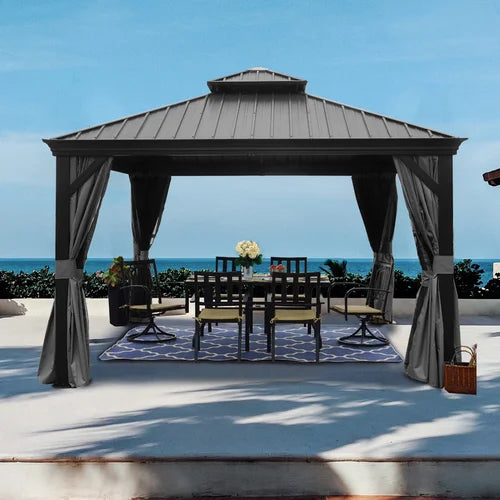 Annelyse 12 Ft. W x 10 Ft. D Aluminum Patio Gazebo (Gray)