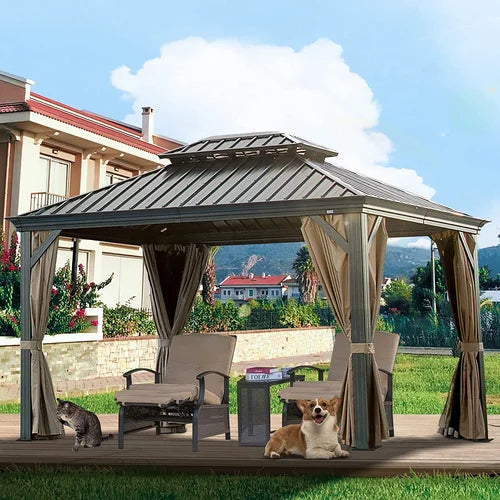 Calaro 10 Ft. W x 12 Ft. D Galvanized Steel Patio Gazebo