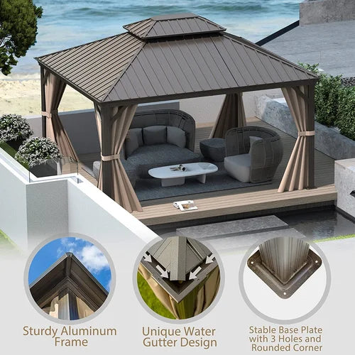 Calaro 10 Ft. W x 12 Ft. D Galvanized Steel Patio Gazebo