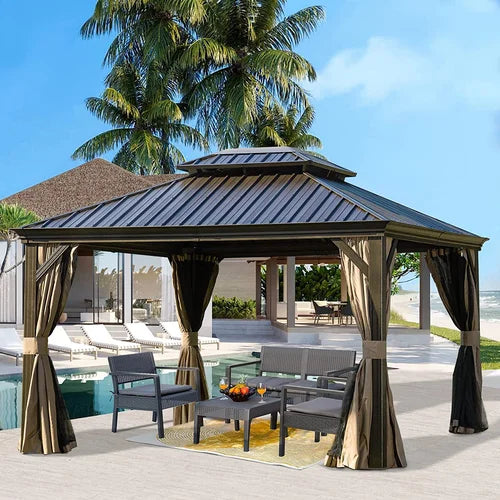 Calaro 10 Ft. W x 12 Ft. D Galvanized Steel Patio Gazebo