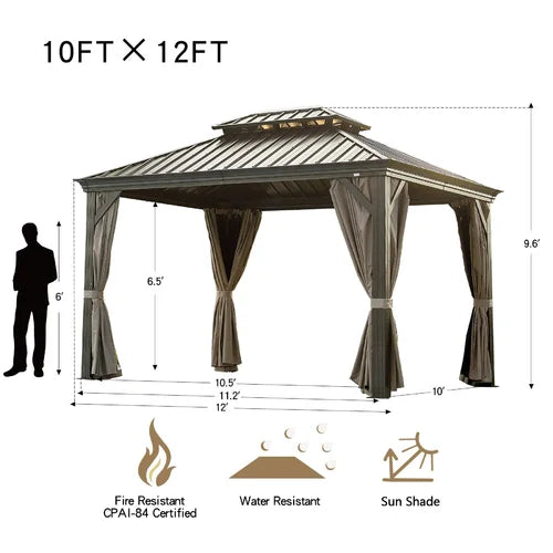 Calaro 10 Ft. W x 12 Ft. D Galvanized Steel Patio Gazebo