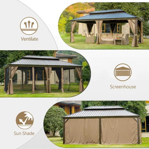 Calaro 20 Ft. W x 12 Ft. D Galvanized Steel Patio Gazebo