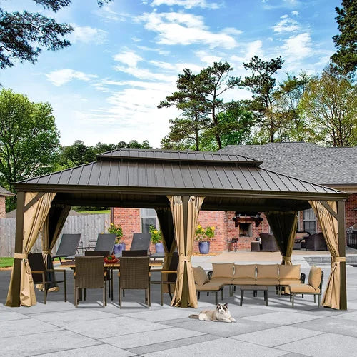 Calaro 20 Ft. W x 12 Ft. D Galvanized Steel Patio Gazebo