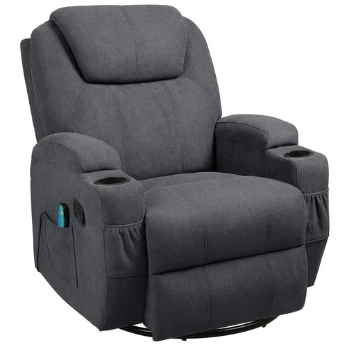 Heated Massage Chair with Swivel and Rocking Function