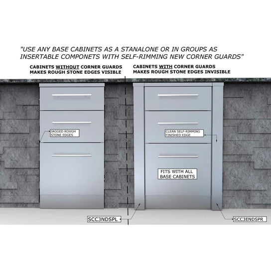 SUNSTONE 3"End Corner Guard Panel for Right Side of Base Cabinets